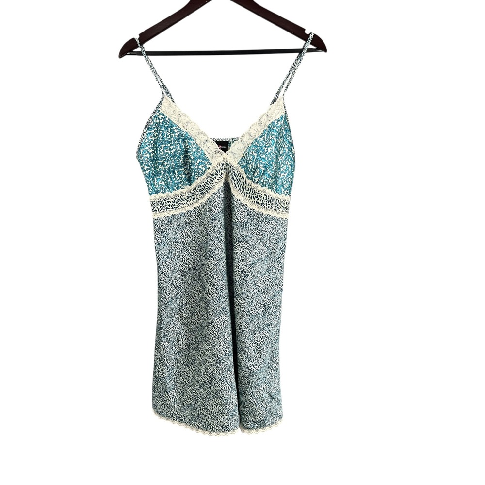 Blue Lace-Trim Slip Dress - Women's